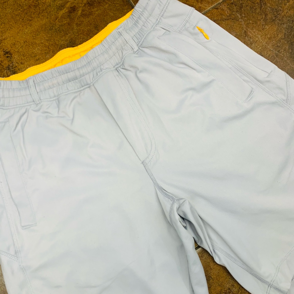 Birddogs Boom Light Gray Athletic Shorts with Yellow Accent